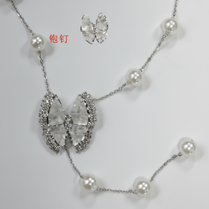 Encantador conjunto de joyería fina de dos piezas Cobre chapado en oro con piedras de circón Elegante y de ensueño para regalos - Product Image 1