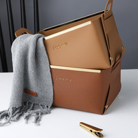 Organisateur de rangements moderne fait main sur mesure, boîte de rangement rectangulaire en cuir pliable pour coffre de voiture, 18L, pour soins de la peau et cosmétiques, sans couvercle