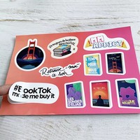 Feuille d'autocollants holographiques imperméables personnalisés en vinyle résistant aux UV, transparents, mignons, découpés à la forme, feuilles d'autocollants personnalisées
