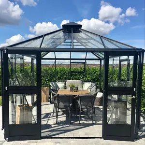 Ikealuminum nhôm cửa sổ cửa sổ nhà kính thiết kế hiên cho hồ bơi mặt trời sunroom kính nhà của ngôi nhà