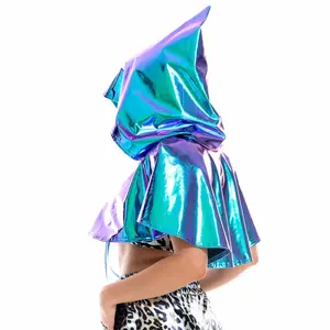 Cape de mort pour cosplay de fête, cape holographique métallique brillante pour adulte, capuche, cape de carnaval, costume de diable, costume d'Halloween - Product Image 3
