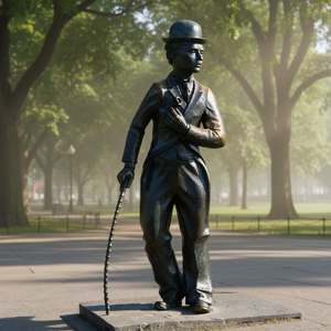 Statua di <span class=keywords><strong>Charlie</strong></span> Chaplin in Bronzo a Grandezza Naturale, Artigianale e Personalizzabile, con Finitura Patinata, per Esterni, Giardini Costieri e Piazze - Product Image 6