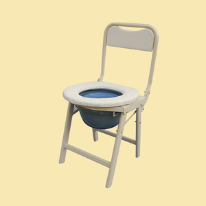 Silla de baño plegable con respaldo, inodoro de acero inoxidable blanco para ancianos y mujeres embarazadas - Product Image 4