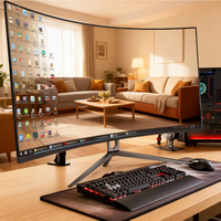 Moniteur incurvé, prix de gros, écran d'affichage 4K, ordinateur PC, 2K 144Hz, 24 pouces, écran LCD personnalisé, 34 pouces IPS 2560, deux moniteurs LCD ultra-larges 19 pouces