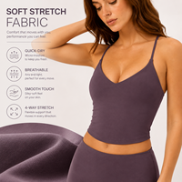 Débardeur court à col en V pour femme avec logo personnalisé, bretelles spaghetti, soutien-gorge de sport, vêtement de fitness, gilet d'entraînement violet foncé