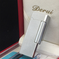 Briquet à gaz butane rechargeable à flamme latérale avec meule, allume-cigare et cigares en métal de haute qualité, personnalisable avec logo