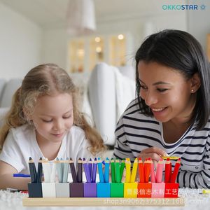 Porte-crayons en bois, organisateur de papeterie, design moderne et simple, pour enfants et usage au bureau - Product Image 2
