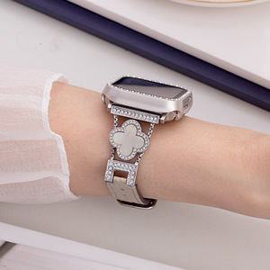 <span class=keywords><strong>Bracelet</strong></span> de montre de luxe en <span class=keywords><strong>cuir</strong></span>, <span class=keywords><strong>bracelet</strong></span> trèfle pour femme, compatible avec <span class=keywords><strong>Apple</strong></span> <span class=keywords><strong>Watch</strong></span> Series 6 7 <span class=keywords><strong>8</strong></span> 9 41 mm 42 mm 45 mm - Product Image 4