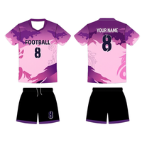 Jersey Sepak Bola Amerika Lengan Pendek Cepat Kering, Menyerap Keringat, Bahan Polyester, Pakaian Olahraga, Cetak Transfer Panas, Musim Panas