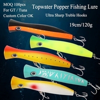 Leurre de pêche popper d'eau douce OEM personnalisé 19cm 120g à grande bouche, pour thon GT en mer, wobbler haut de gamme