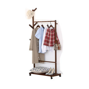 Muebles para el hogar Ropa Árbol Moderno Independiente <span class=keywords><strong>Perchero</strong></span> para ropa para dormitorio con barra colgante Almacenamiento inferior y 6 ganchos - Product Image 1