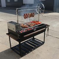 Parrilla de Carbón Estilo Argentino de 1.5 m, Estación de Asado Profesional Santa María con Mesa Lateral Plegable de Madera para Patio