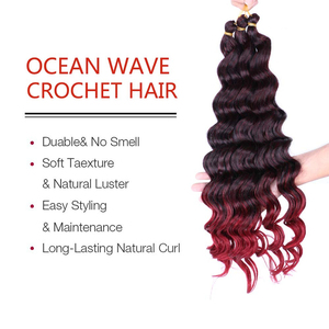 Extensions de <span class=keywords><strong>cheveux</strong></span> synthétiques PET Ocean Wave au crochet, 20 pouces, bouclées, tressées, trame simple, 80g, ondulations profondes, courtes et ondulées pour femmes - Product Image 3