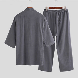 Mens Pigiama Kimono Set di Sesso Maschile Veste Abito 2 Pz/set Accappatoio Degli Indumenti Da Notte Allentato Uomo In Cotone Comodi <span class=keywords><strong>Pigiami</strong></span> Set - Product Image 4