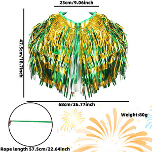 DAMAI Chal con Borlas para el Día de San Patricio, Capa con Flecos Verdes y Dorados, Disfraz para Desfile, Festival, Carnaval, Fiesta, Actuación - Product Image 5