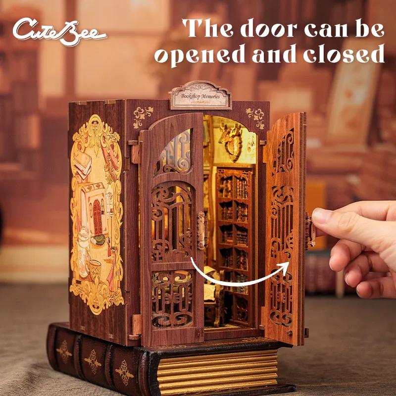 CuteBee yeni stil Mini kitap Nook Bookshop anılar ev dekorasyon 3D ahşap bulmaca hediyeler olarak kullanın