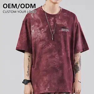 High Quality Crew Neck 100% Cotton drop shoulder tye dye plus size tshirts All Over Print Soft Men Tie Dyed T-Shirt for men