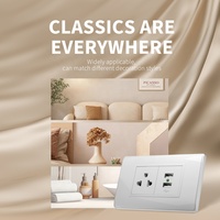Enchufe de Pared de 3 Polos Estándar Estadounidense de Material Plástico de PC Ignífugo de Color Blanco con Puertos USB Tipo A Dobles