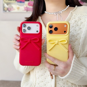 Nouvelle coque de téléphone portable en silicone souple 3D couleur bonbon avec nœud, pour <span class=keywords><strong>iPhone</strong></span> 16 Plus 17 15 14 Pro Max, avec cordon pendentif cœur et couverture arrière - Product Image 2