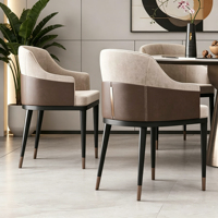 Chaise de salle à manger moderne de style nordique de luxe pour café et restaurant, avec structure en bois et pieds en métal, fauteuil en tissu, mobilier d'hôtel simple marron