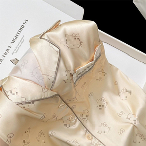 <span class=keywords><strong>Pigiama</strong></span> Estivo da <span class=keywords><strong>Donna</strong></span> - Set in Seta Ghiaccio a Maniche Lunghe <span class=keywords><strong>con</strong></span> Stampa Cartoon KT - Product Image 3