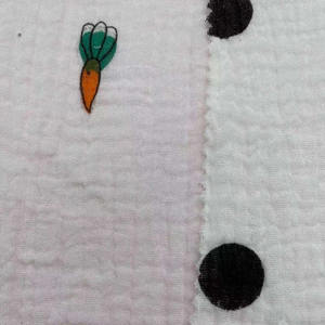 Nouvelle mode 100% coton <span class=keywords><strong>double</strong></span> couche imprimé noir point crêpe <span class=keywords><strong>gaze</strong></span> mousseline tissu - Product Image 2