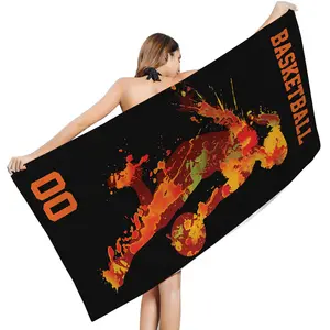 Serviette de plage d'été en microfibre de daim gaufrée, en plastique recyclé gaufré et sans sable, imprimée par sublimation et à séchage rapide avec logo