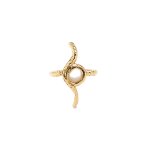Bague tendance en acier inoxydable 316L plaqué or PVD avec perle centralisée, bijoux pour femmes - Product Image 2