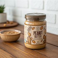 Rouleau d'étiquettes d'emballage auto-adhésives personnalisées en PET Beurre d'arachide imprimé UV brillant mat holographique pour carton alimentaire