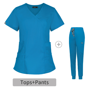 Práctico tejido de poliéster para enfermeras, elástico, resistente al desgaste, ropa de trabajo para hospitales, trajes, estilo de moda, logotipo personalizado, servicio de enfermeras - Product Image 4
