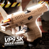 Pistolet jouet à balles molles avec éjection de douilles, style VP9 compact, pour enfants et garçons, avec embout orange, compatible avec le dropshipping Shopify.