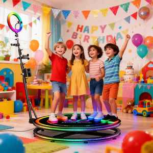 توصيل سريع، مخزون في المستودع، شعار مخصص، منصة للحفلات والزفاف والبث المباشر، تحكم لاسلكي، كشك تصوير بزاوية 360 درجة - Product Image 3