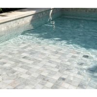 Mosaïque de marbre blanc gris naturel, résistante à l'eau et aux intempéries, brossée et polie, pour piscines et murs