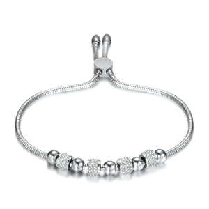 Adjustable 6Mm Diamond <b>Bead</b> Stainless Steel <b>Bracelet</b> For Women Everyday Wear Rose <b>Gold</b> Silver <b>Gold</b> Color Geometric Ball Design - Product Image 5
