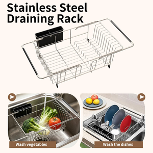 Multifunction Space Saving <b>Dish</b> Drying Drainer Rack Over the Sink Expandable <b>Dish</b> Rack with Cutlery Drainer - Product Image 3