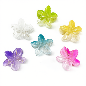 Fermaglio per capelli a forma di fiore di frangipani dorato da 8 cm, accessorio per capelli da donna - Product Image 2