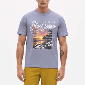 Camiseta de Manga Corta para Hombre, Color Granate, Cuello Redondo, Diseño del Puente de Brooklyn, Corte Regular Informal, 100% Algodón, Secado Rápido, 300g - Product Image 2