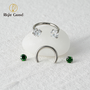 Phải Lớn ASTM F136 Titan 16G Thông tư Barbell vách ngăn CZ móng ngựa tragus Bông tai Hoop Vòng mũi Stud xuyên cơ thể đồ trang sức - Product Image 3