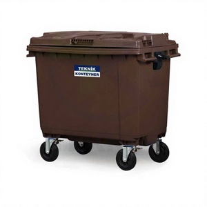 Turkish Manufacturer 660 Liter HDPE Plastic 4 Wheeled Rolling <b>Cover</b> Eco-Friendly Public Outdoor Use Waste Container Garbage <b>Bin</b> - Product Image 1