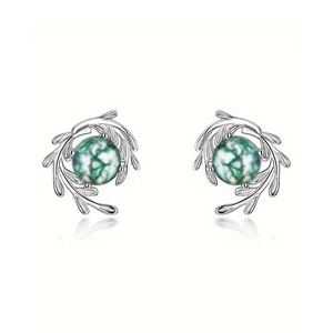 Orecchini a Perno con Muschio Verde per Donne, Stile Naturale, Accessori per Orecchie da Indossare Quotidianamente - Product Image 1