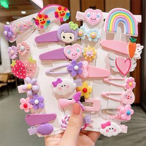 Ensemble de 14 barrettes et pinces à <span class=keywords><strong>cheveux</strong></span> pour enfants, motif de dessin animé, tissu et plastique, 18 cm - Product Image 1