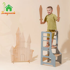 Tabouret d'apprentissage pliable Montessori 3-en-1, tour <span class=keywords><strong>de</strong></span> cuisine transformable avec toboggan, mobilier <span class=keywords><strong>de</strong></span> chambre moderne - Product Image 2