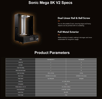 Imprimante 3D à résine Phrozen Sonic Mega 8K V2 15 8K Mono LCD, volume d'impression 330*185*400mm, 400 couches/heure, matrice LED parallèle