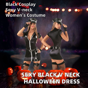 Disfraz Sexy de Halloween con Cuello en V Negro para Mujer, Mono de Poliéster para Fiesta de Disfraces, Estilo Chic, Talla Personalizada - Product Image 2