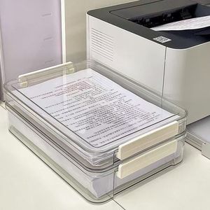 Transparent A4 Document Storage Box Office Organizer Rectangle Covered For Exam <b>Papers</b> Graduation Certificates Household - Product Image 1