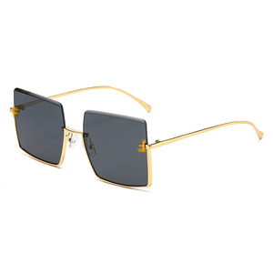 F Brand Metal Half Rim <b>Sunglasses</b> Gold Frame UV400 Women <b>Oversized</b> Fashion Sun Protection Glasses - Product Image 5