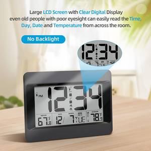 Horloge numérique murale RCC au design moderne <span class=keywords><strong>avec</strong></span> <span class=keywords><strong>radio</strong></span>, température et humidité intérieures/extérieures, alimentée par piles - Product Image 4