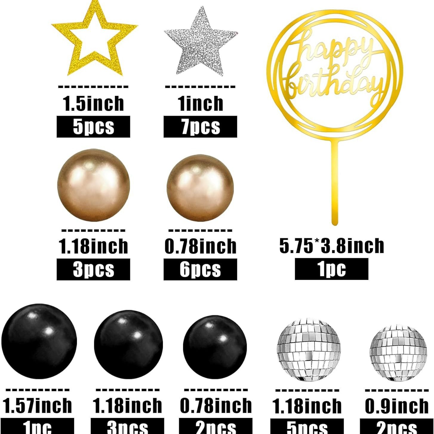 Taartdecoratie Ballen Goud - 20 stuks | Daily Style