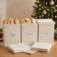 Boîte en papier écologique, emballage de biscuits de qualité supérieure, design minimaliste de luxe, boîte cadeau avec insert, tons naturels pour le rangement des collations