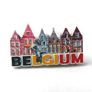 Vendita all'ingrosso 9 foto frigo magneti-Personalizzato Souvenir Turistici Belgio Architettonica Caratteristiche Magnete Del Frigorifero 3d Sticker